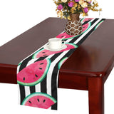 Watercolor paint textured watermelon pieces Table Runner