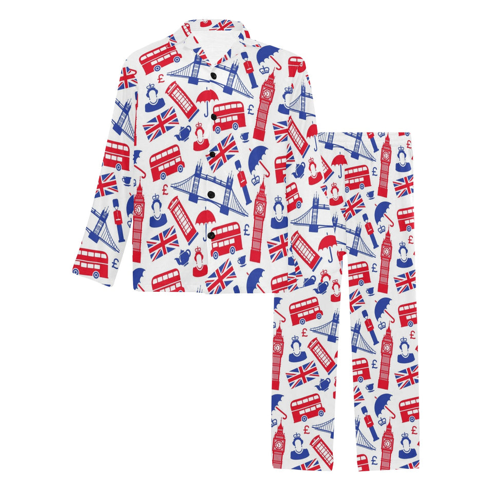 British Pattern Print Design 01 Men's Long Pajama Set