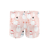 Cute snowman christmas tree snowpink background Men's Swimming Trunks