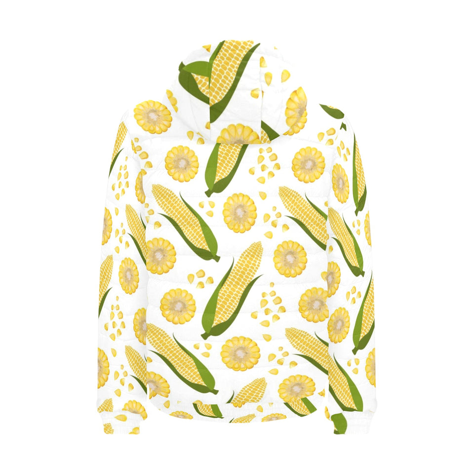 Corn Pattern Print Design 05 Men's Padded Hooded Jacket