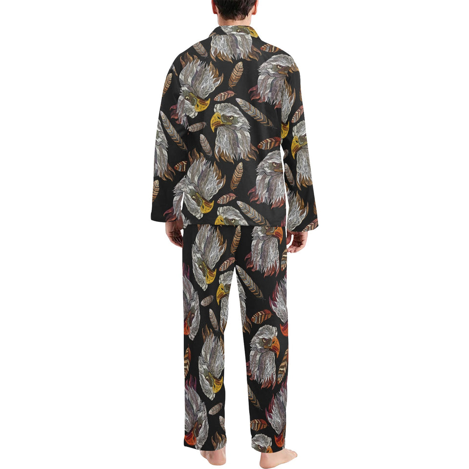 Eagle Pattern Print Design 05 Men's Long Pajama Set