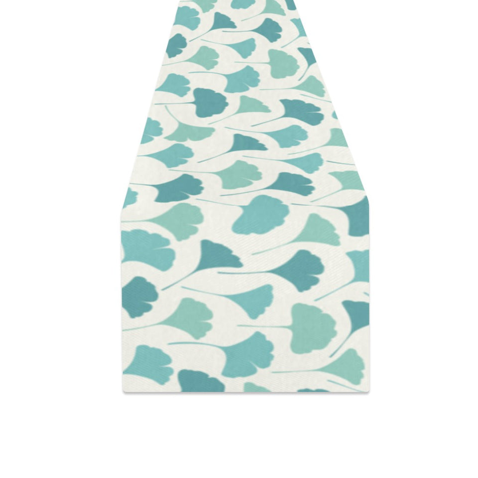 Green ginkgo leaves pattern Table Runner