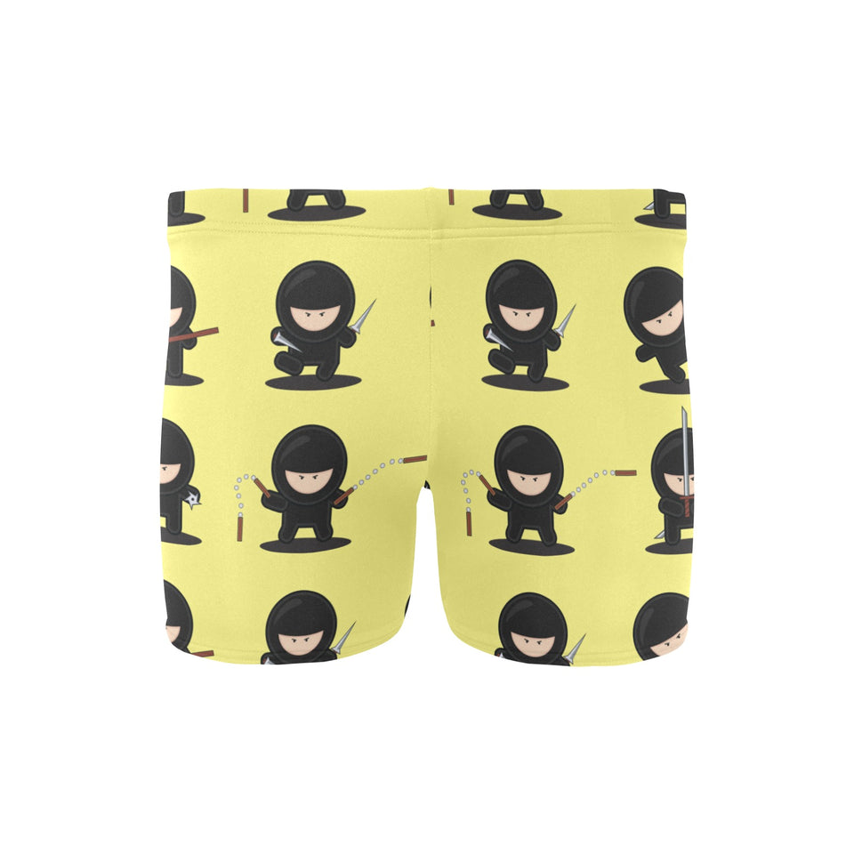 Cute ninja yellow background Men's Swimming Trunks