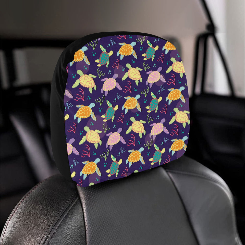 Colorful sea turtle pattern Car Headrest Cover