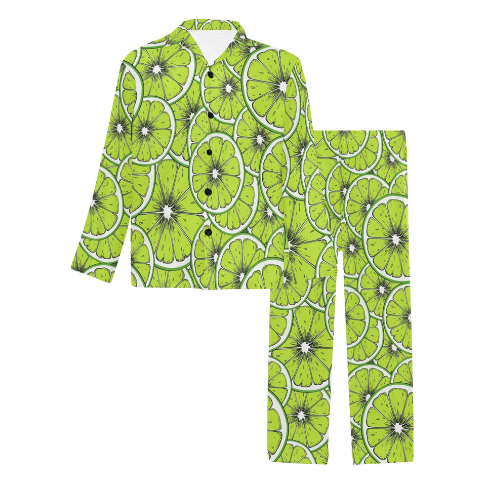 Slices of Lime design pattern Men's Long Pajama Set