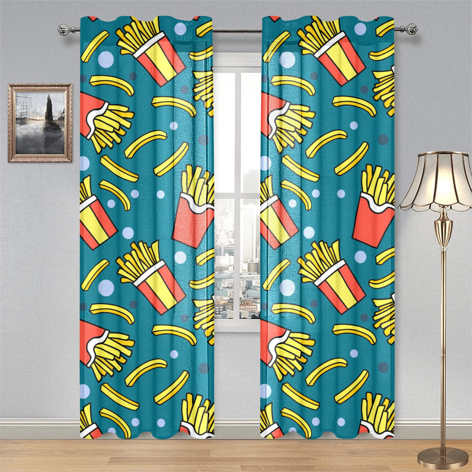 French fries red paper box pattern Gauze Curtain