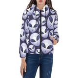 Alien Pattern Print Design 01 Women's Padded Hooded Jacket