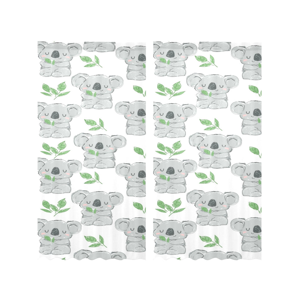 Hand drawn Koala leaves pattern Gauze Curtain