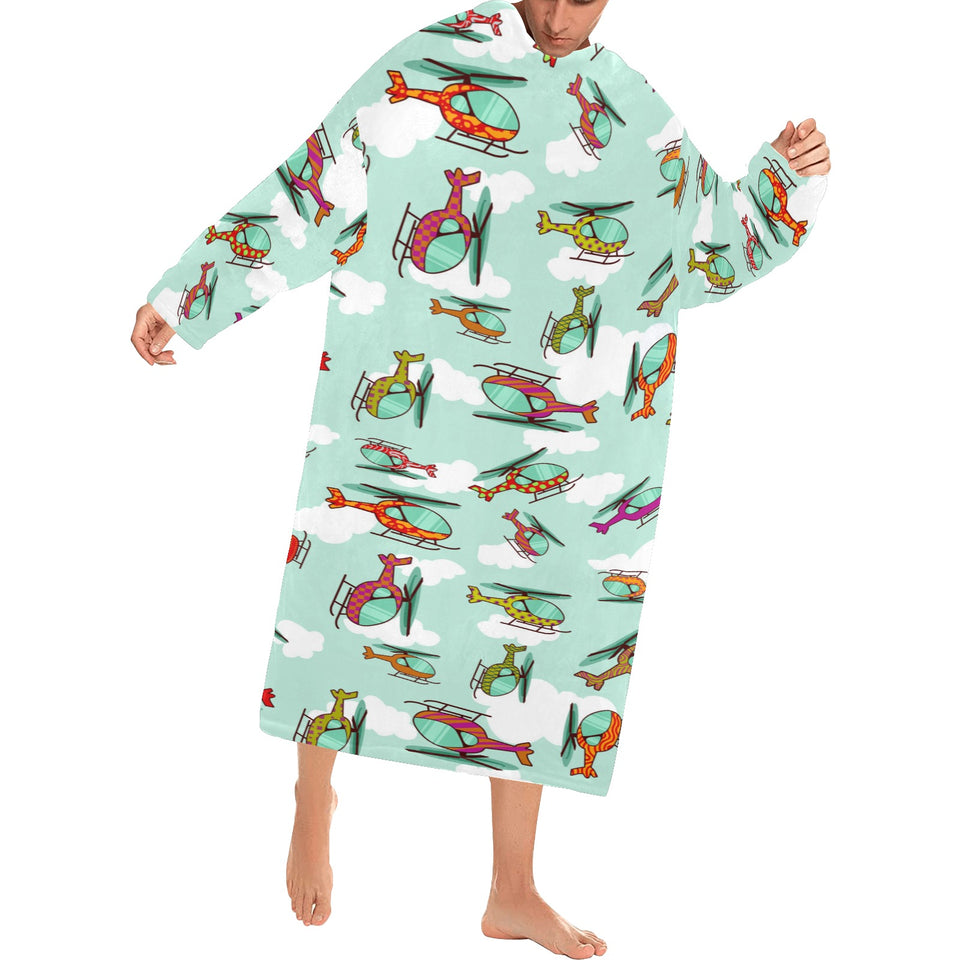 Helicopter design pattern Blanket Robe with Sleeves