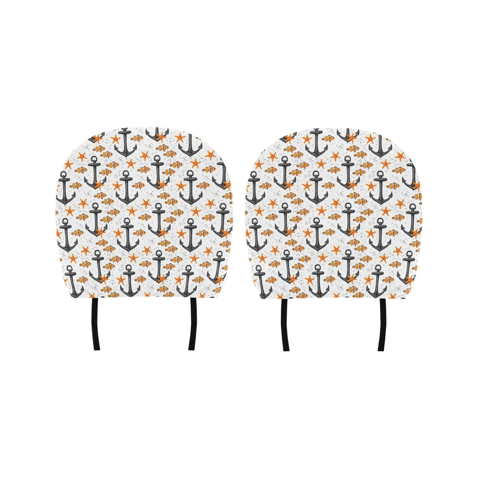Clown Fish Pattern Print Design 02 Car Headrest Cover