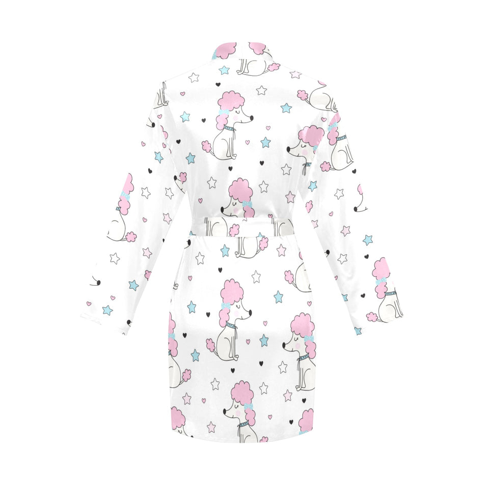 Cute poodle dog star pattern Women's Long Sleeve Belted Night Robe