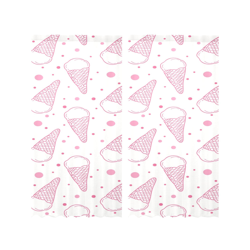 Hand drawn ice cream pattern Gauze Curtain