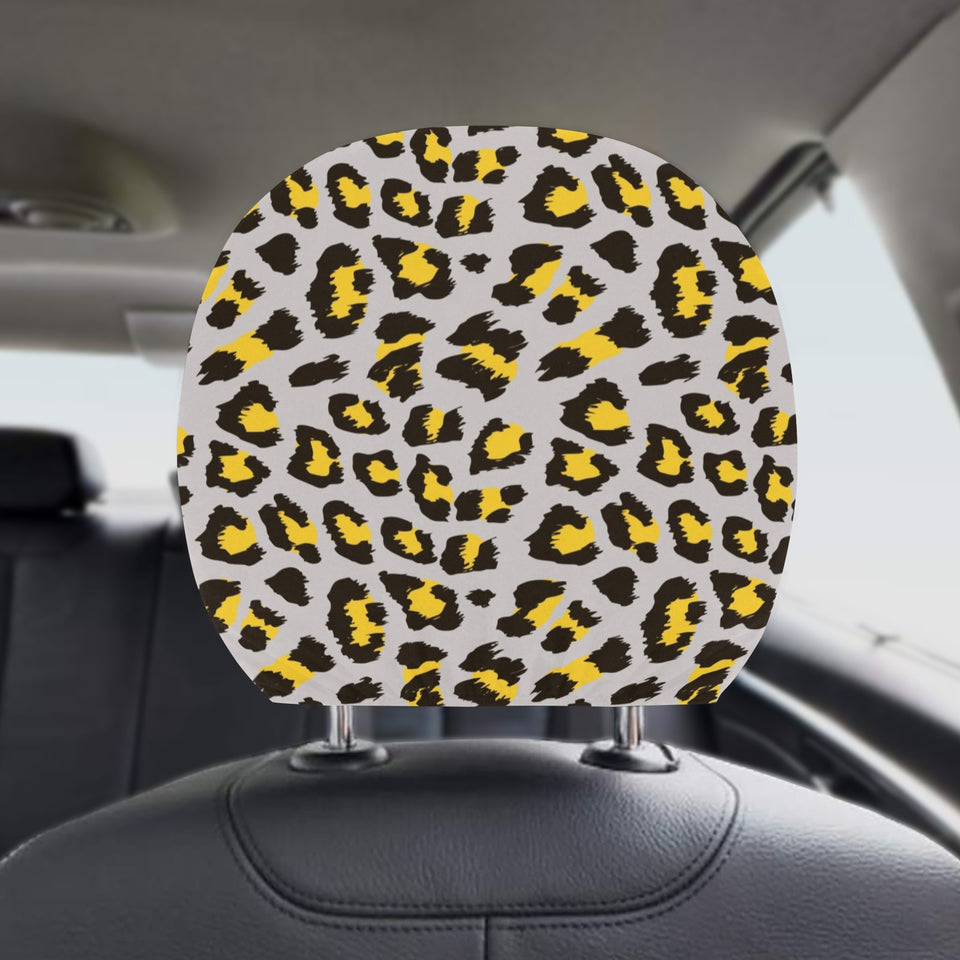 Gray Leopard print pattern Car Headrest Cover