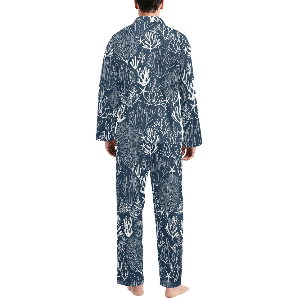 Coral Reef Pattern Print Design 05 Men's Long Pajama Set
