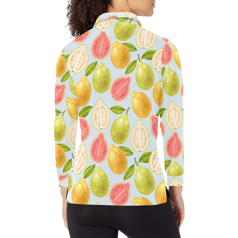 Guava design pattern Women's Long Sleeve Polo Shirt