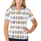 Teddy Bear Pattern Print Design 02 Women's All Over Print Polo Shirt