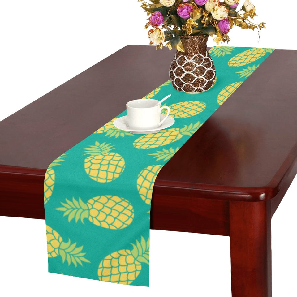 Pineapples pattern green background Table Runner