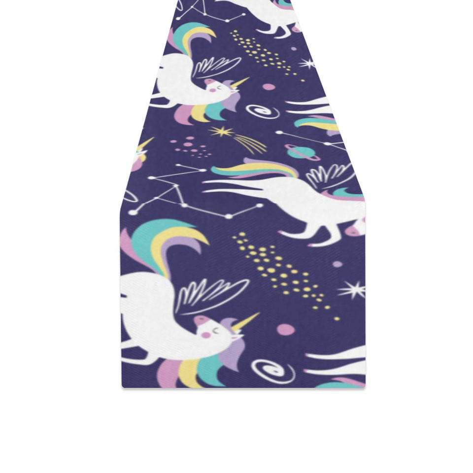 Hand drawn cute unicorn star planet Table Runner