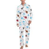 Watercolor helicopter cloud pattern Men's Long Pajama Set