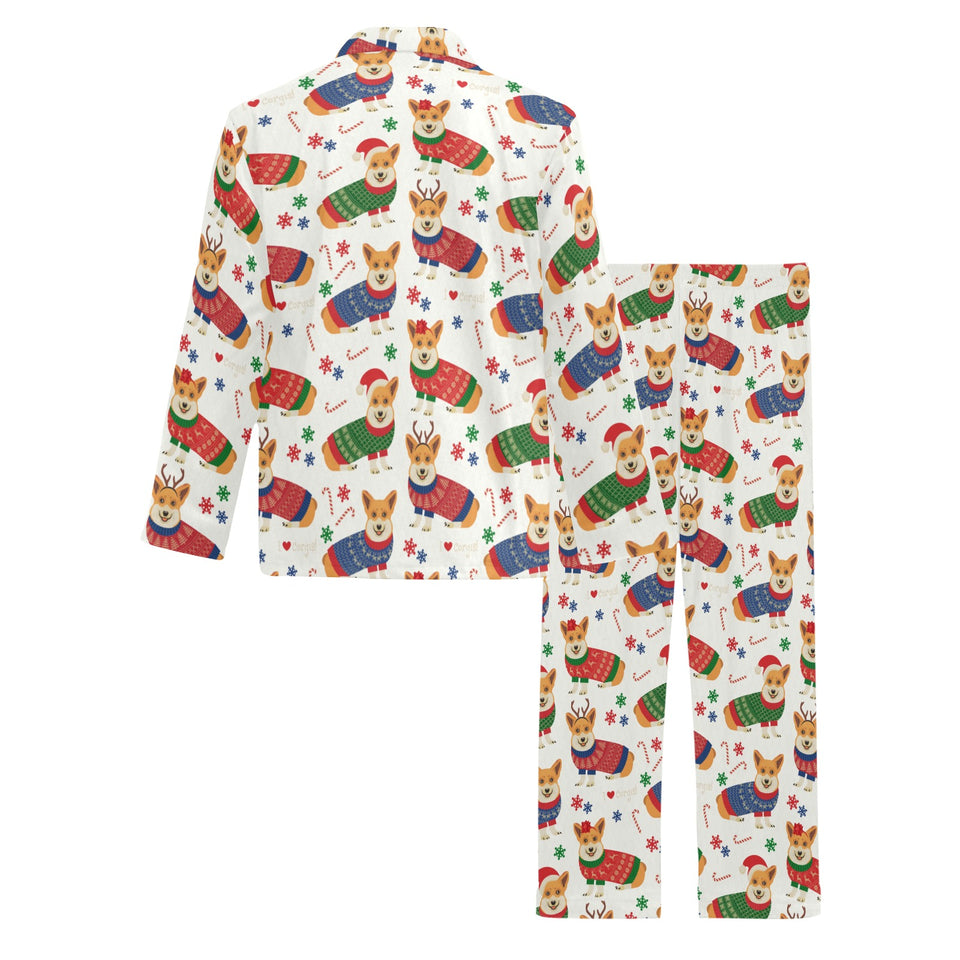 Corgi Christmas Pattern Men's Long Pajama Set