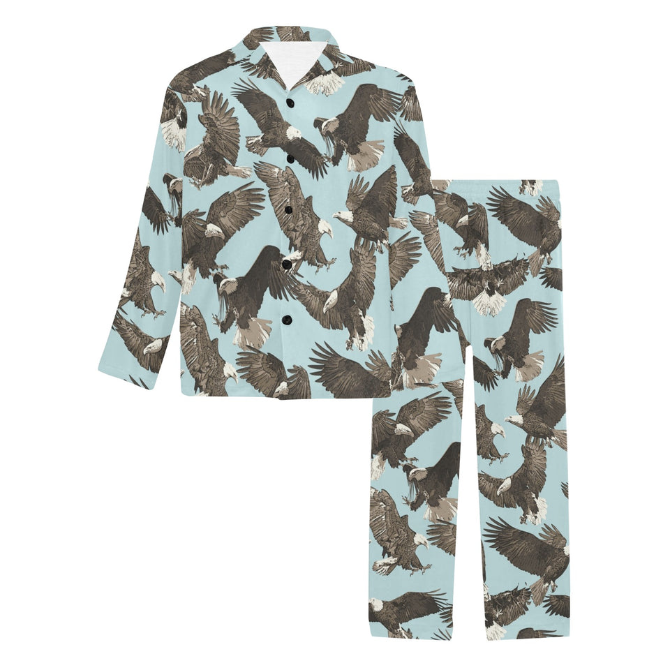Eagle Pattern Print Design 01 Men's Long Pajama Set