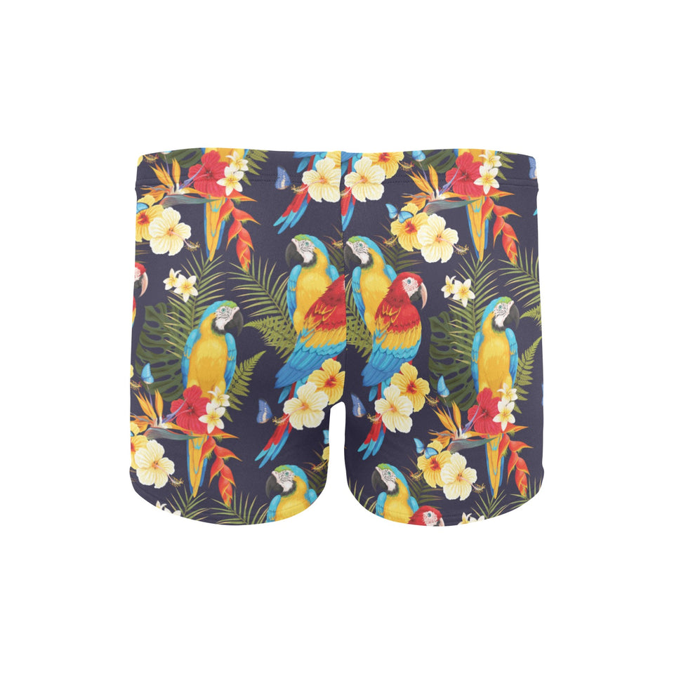Colorful parrot flower pattern Men's Swimming Trunks