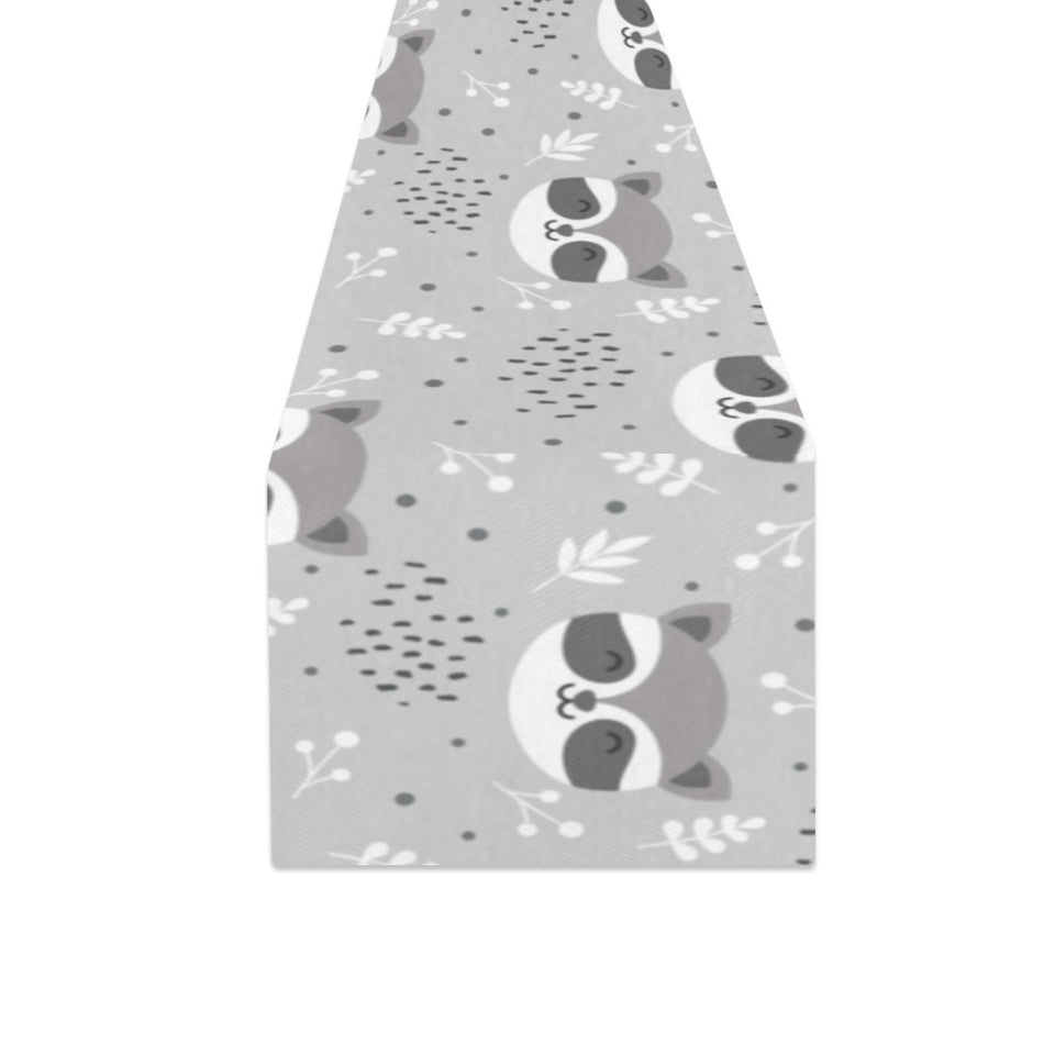 Cute raccoons leaves dot Table Runner