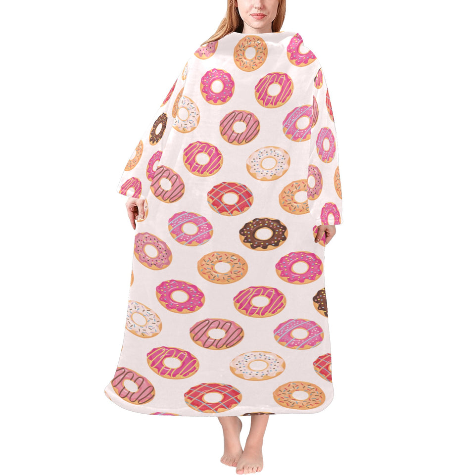 Colorful donut pattern Blanket Robe with Sleeves