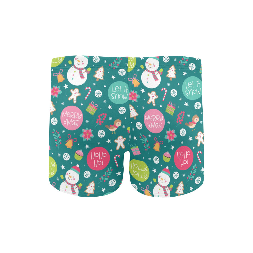 Snowman bird decorative elements christmas pattern Men's Swimming Trunks