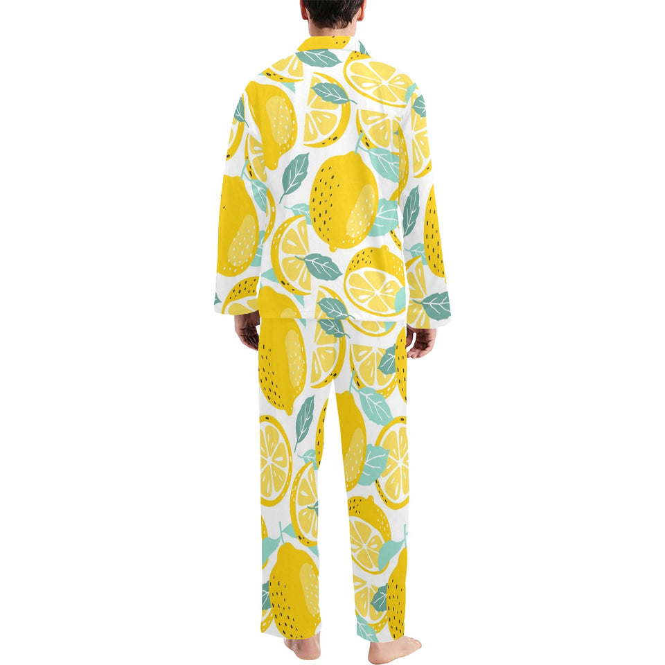 lemon design pattern Men's Long Pajama Set