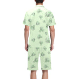 broccoli sketch pattern Men's V-Neck Short Pajama Set