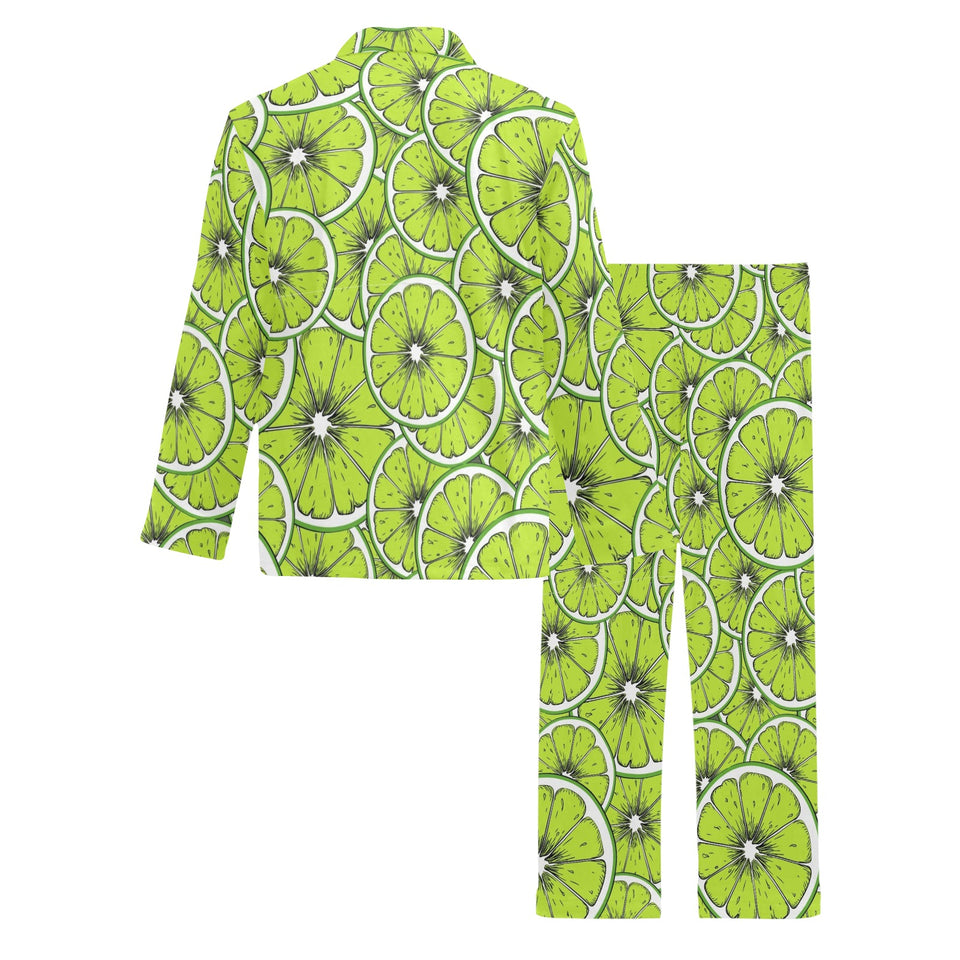 Slices of Lime design pattern Men's Long Pajama Set