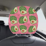 Avocado slices leaves pink back ground Car Headrest Cover