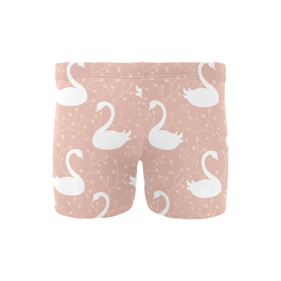 Swan flower light pink background Men's Swimming Trunks