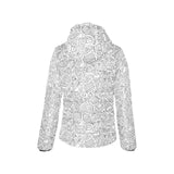 Cartoon hand drawn ice cream black white Women's Padded Hooded Jacket