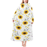 beautiful sunflowers pattern Blanket Robe with Sleeves