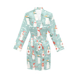 Cute snowman pattern Women's Long Sleeve Belted Night Robe