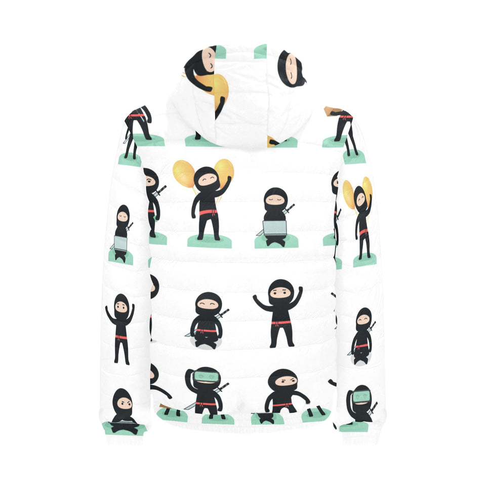 Cute ninja katana sword pattern Men's Padded Hooded Jacket