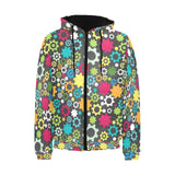 Gear Pattern Print Design 03 Men's Padded Hooded Jacket