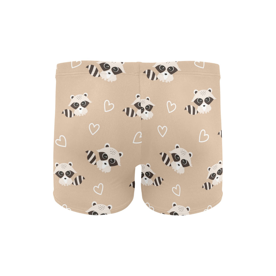 Cute raccoon heart pattern Men's Swimming Trunks