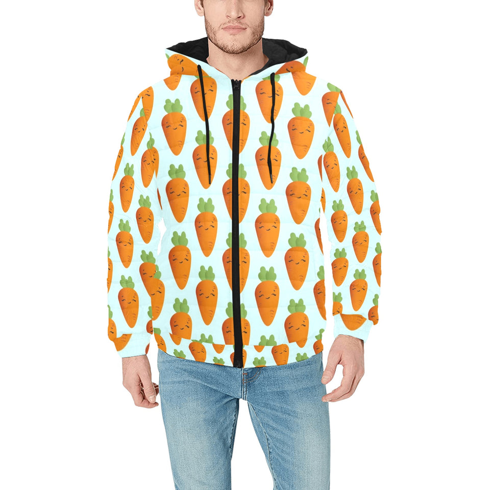 Carrot Pattern Print Design 03 Men's Padded Hooded Jacket