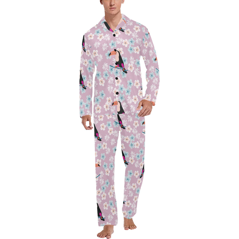 Beautiful toucan flower leaves Men's Long Pajama Set