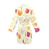 Onion garlic white red pattern Women's Long Sleeve Belted Night Robe