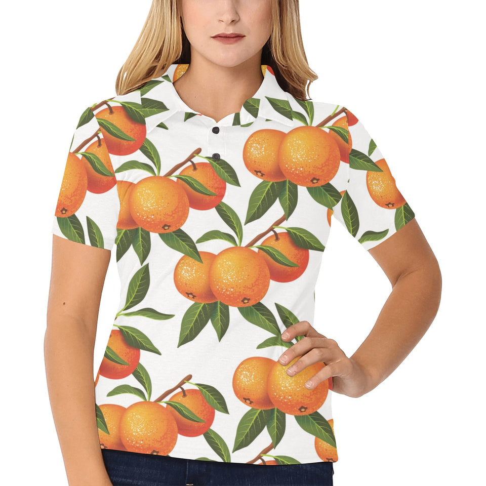 Oranges pattern background Women's All Over Print Polo Shirt