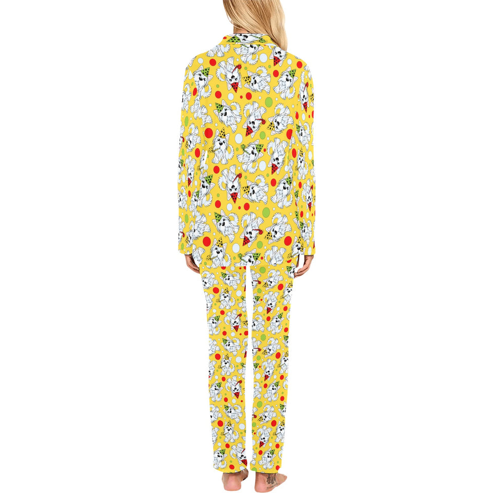 Yorkshire Terrier Pattern Print Design 05 Women's Long Pajama Set