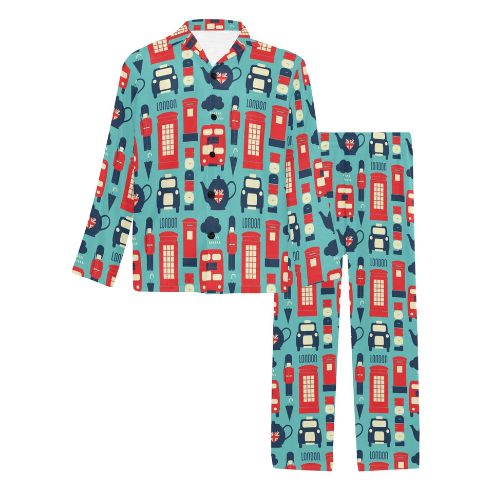 British Pattern Print Design 04 Men's Long Pajama Set