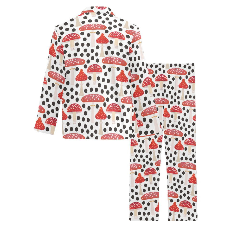 Red mushroom dot pattern Men's Long Pajama Set