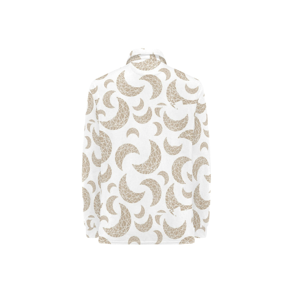Cool gold moon abstract pattern Women's Long Sleeve Polo Shirt