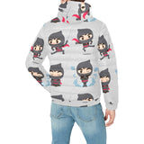 Cute ninja pattern Men's Padded Hooded Jacket