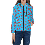 Ladybug Pattern Print Design 02 Women's Padded Hooded Jacket